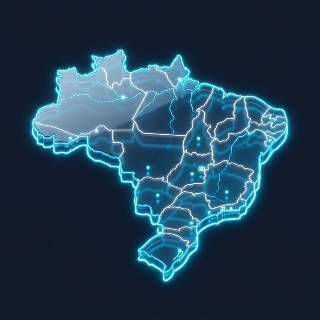 Mapa do Brasil azul neon